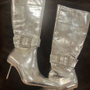 Silver Knee-High Boots BRAND NEW size 40